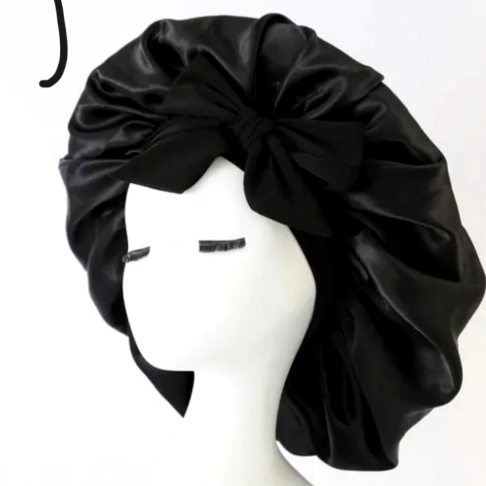 New Velanico Hair Bonnet Black (Red Interior)